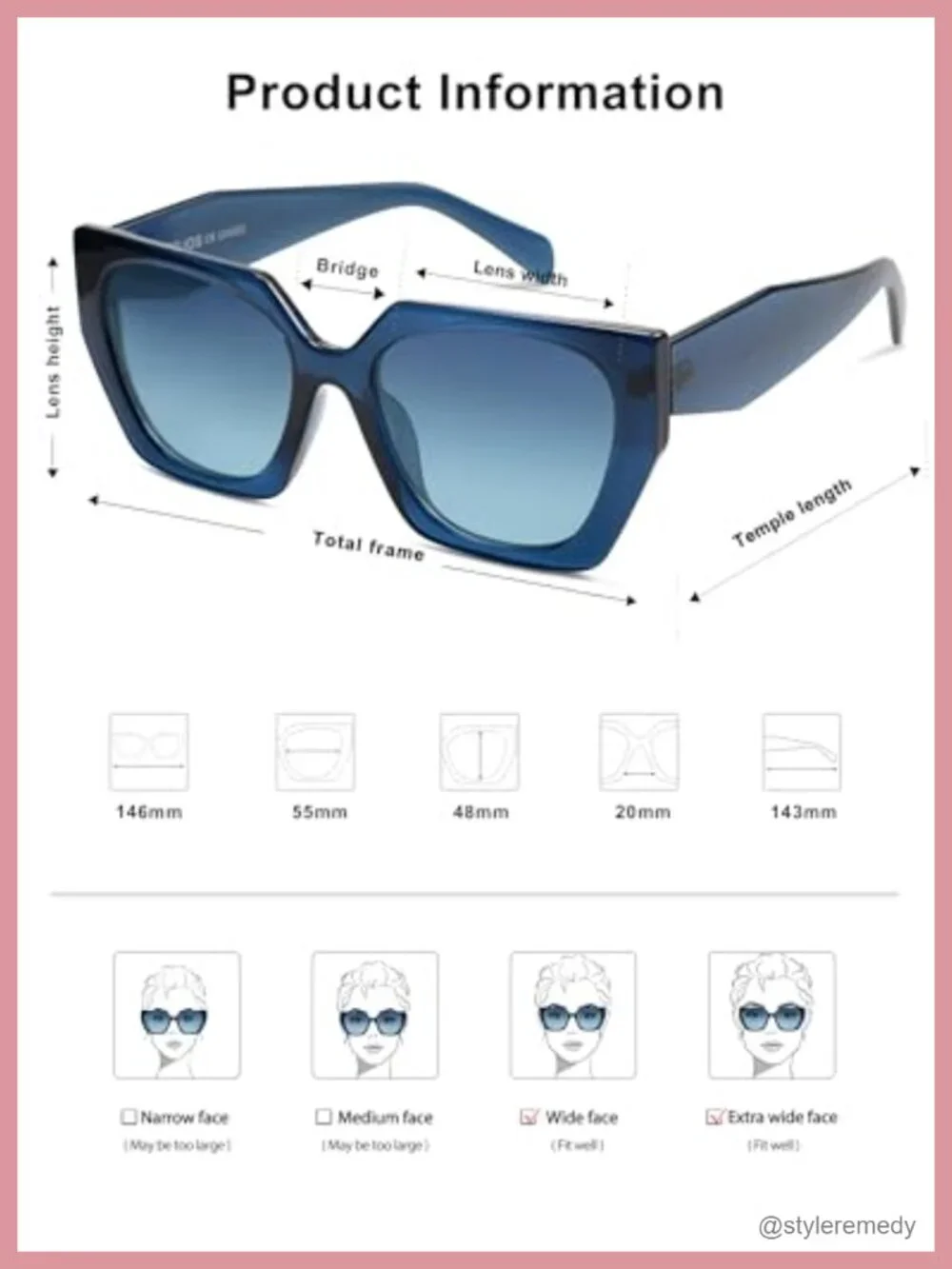 Oversized Square Cateye Sunglasses for Women